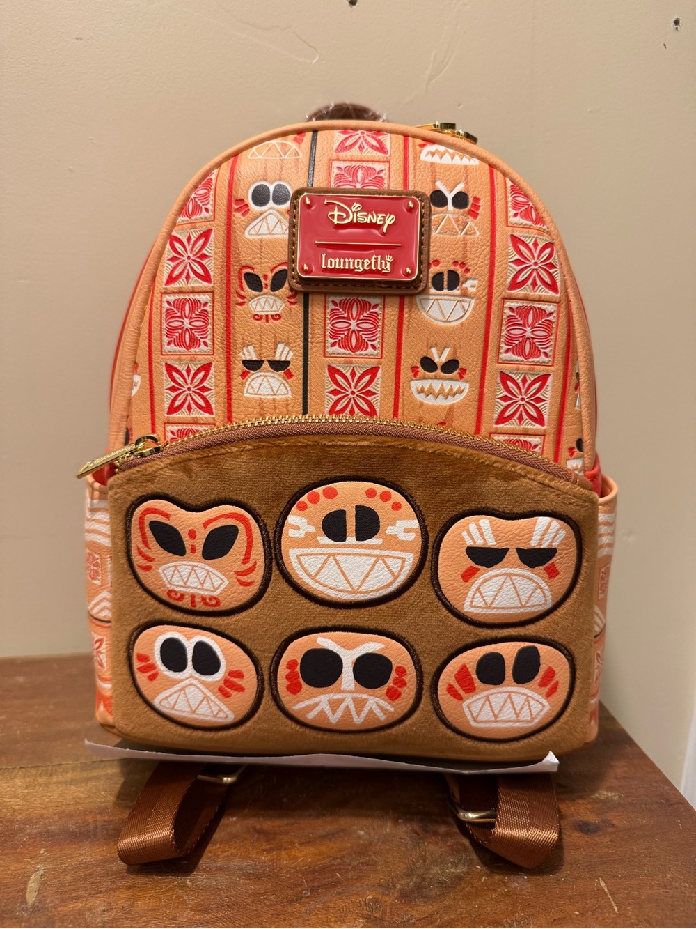 Loungefly Moana Orange & Brown Tiki Mini Backpack